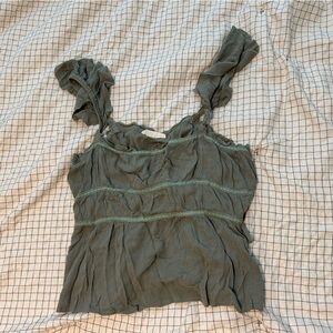 ILLA ILLA Green Ruffled Smocked Camisole